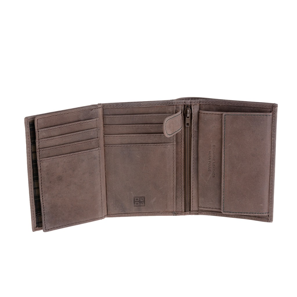 DuDu Vertical vintage leather wallet - Dark Brown