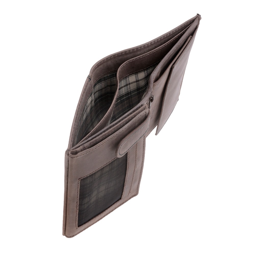 DuDu Vertical vintage leather wallet - Dark Brown