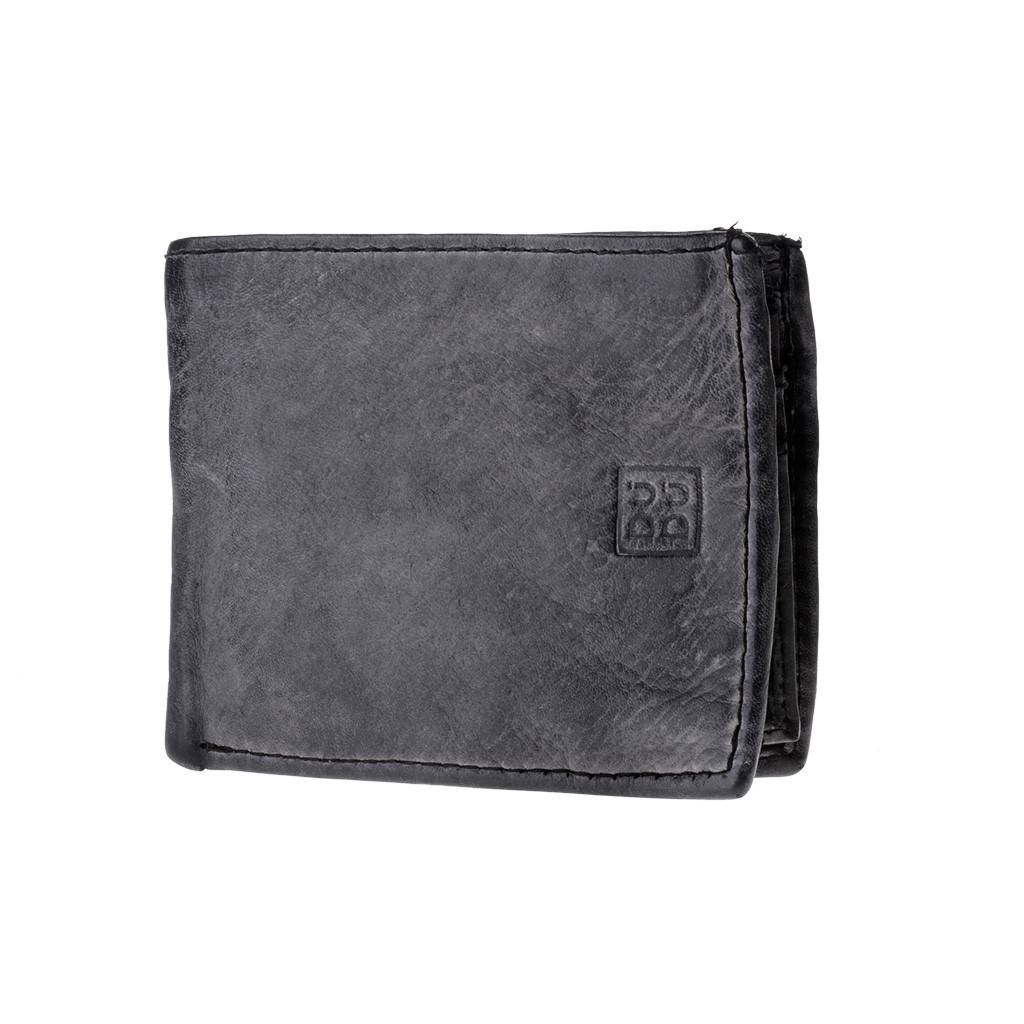 Mans hand-made soft natural high quality leather wallet - Black Slate