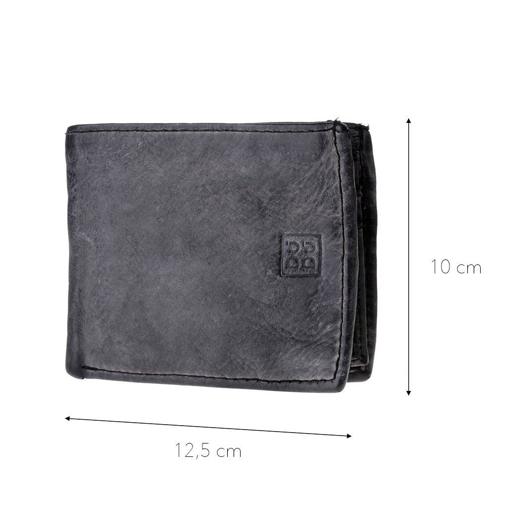 DuDu Mans hand-made soft natural high quality leather wallet - Black Slate