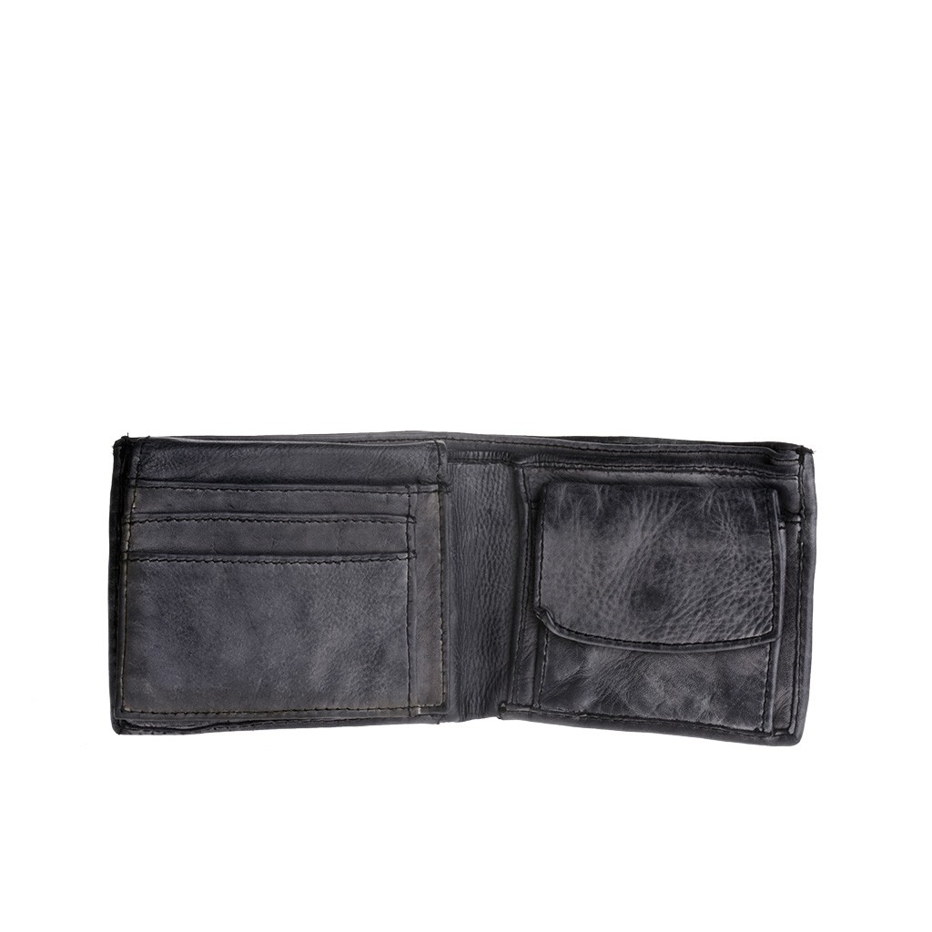 DuDu Mans hand-made soft natural high quality leather wallet - Black Slate