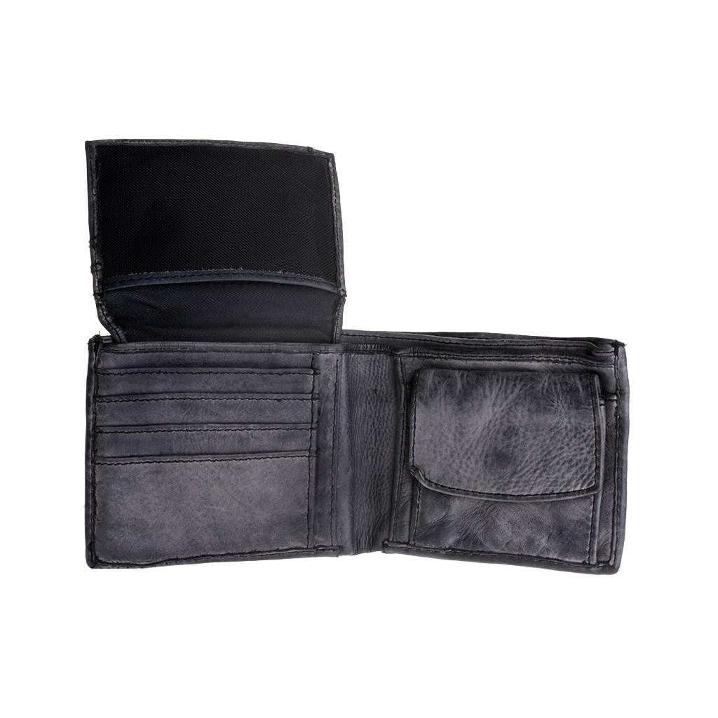 DuDu Mans hand-made soft natural high quality leather wallet - Black Slate