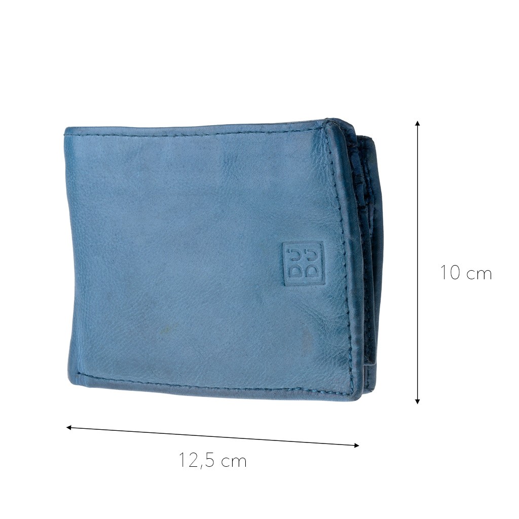 DuDu Mans hand-made soft natural high quality leather wallet - Blue