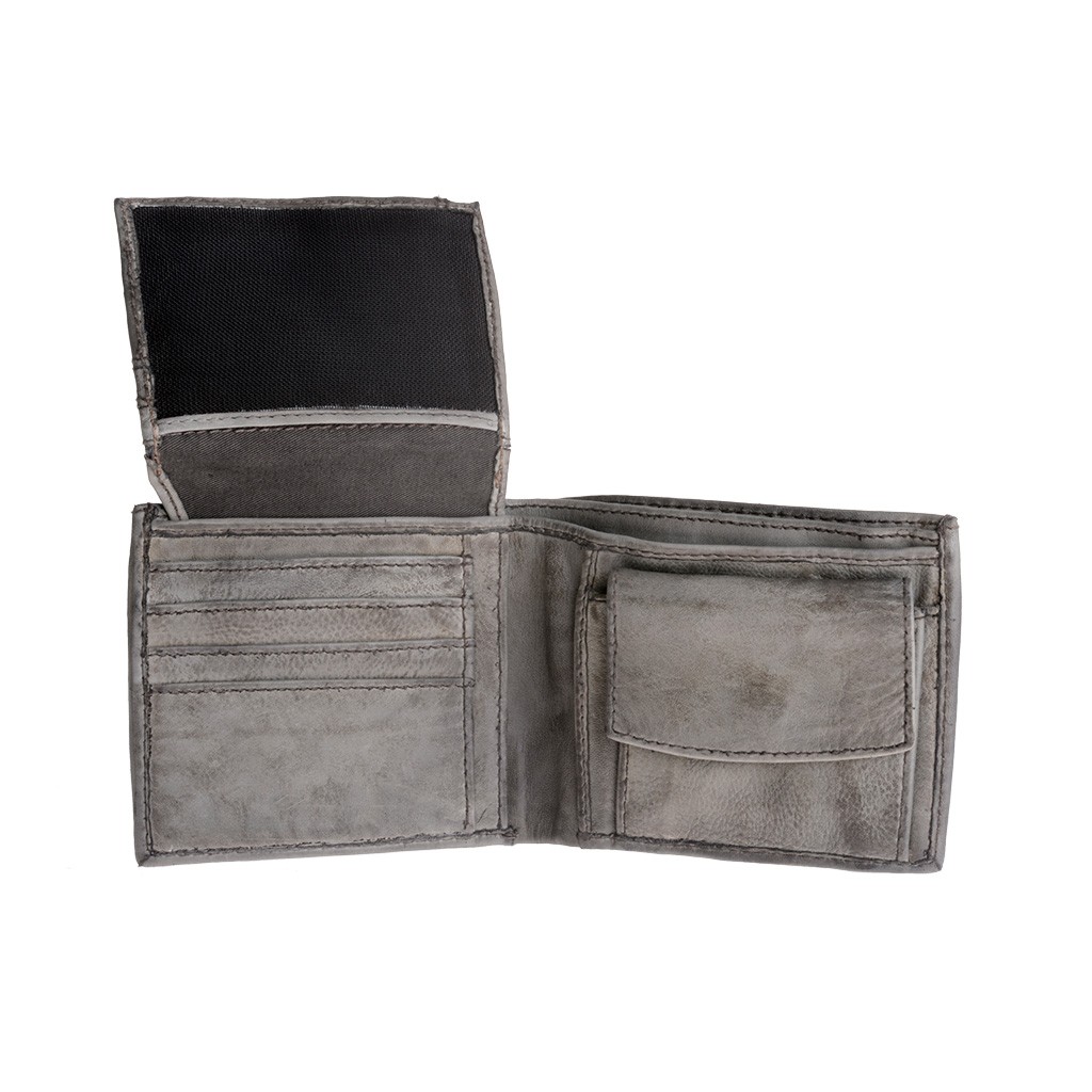 Mans hand-made soft natural high quality leather wallet - Gray