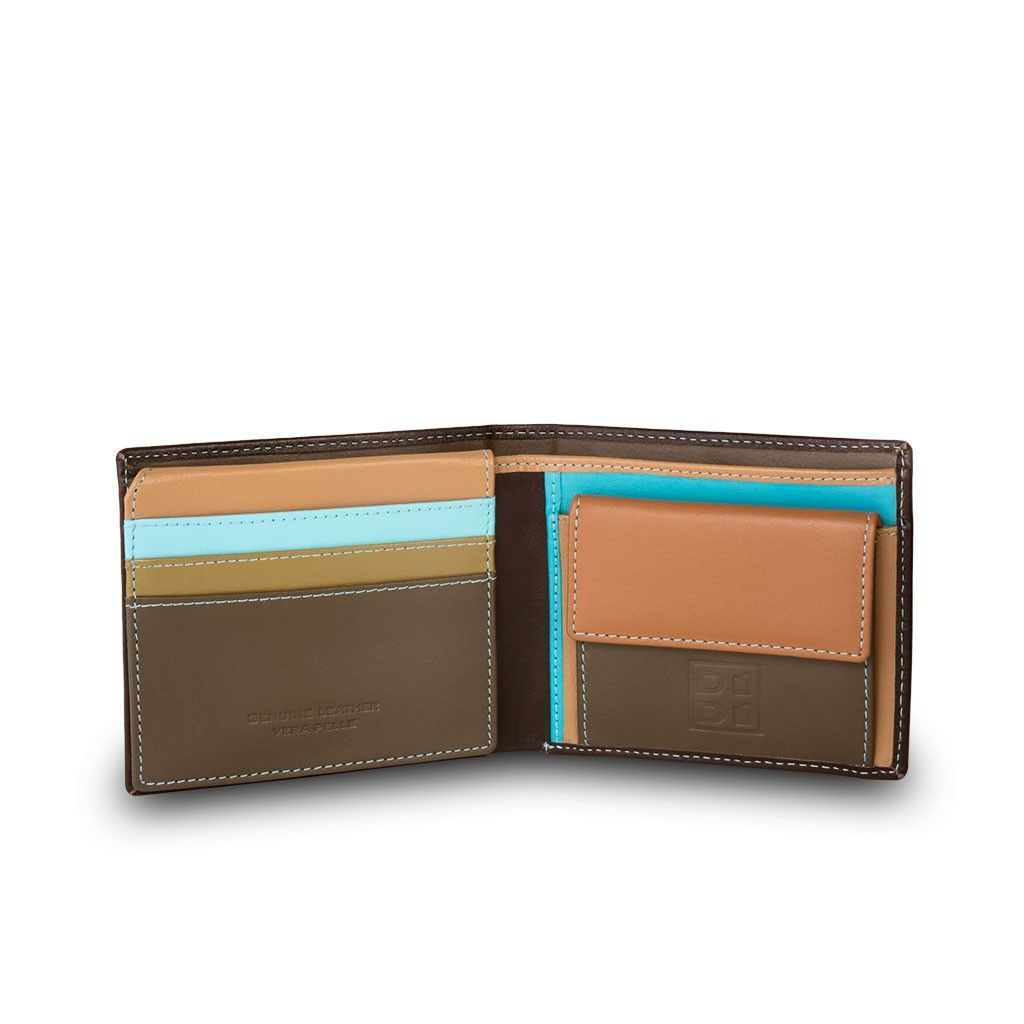 DuDu ארנק עור עם תא למטבעות - חום