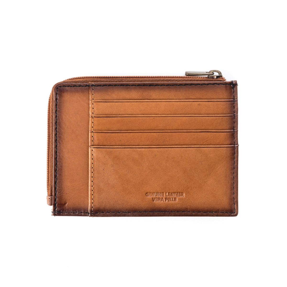 DuDu Flat Leather Wallet - Light Brown