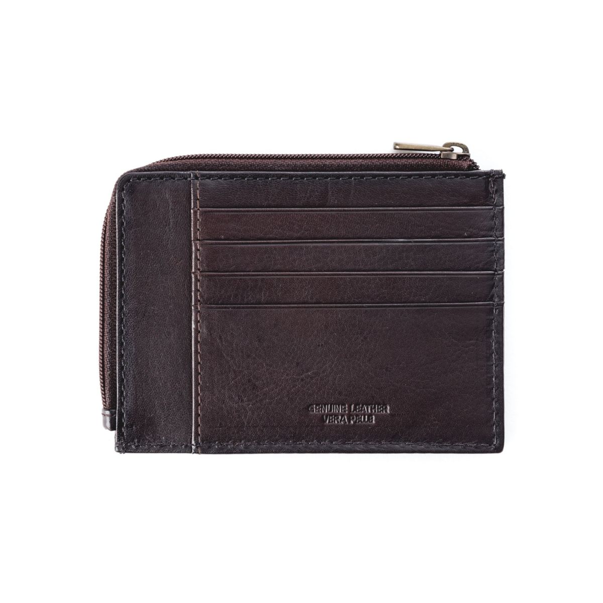 DuDu Flat Leather Wallet - Dark Brown