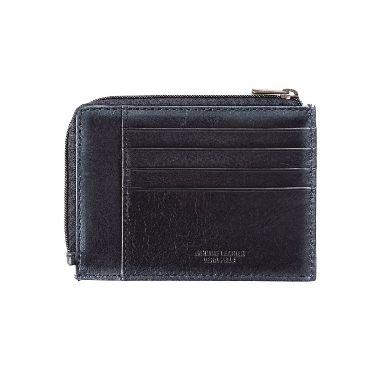 DuDu Flat Leather Wallet - Black