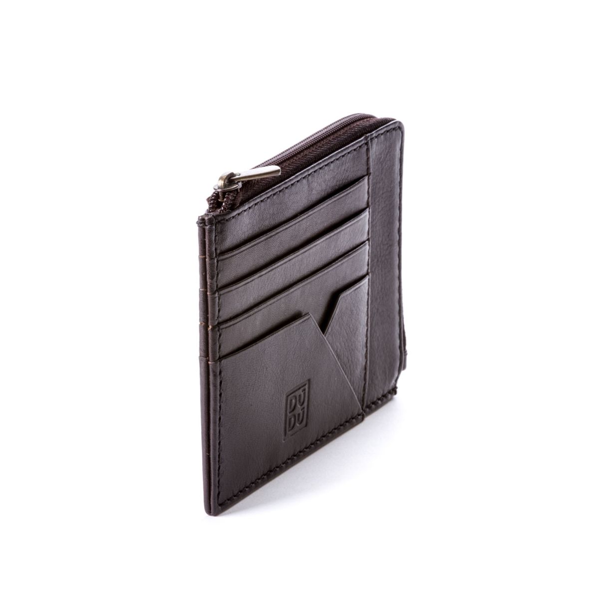DuDu Flat Leather Wallet - Dark Brown