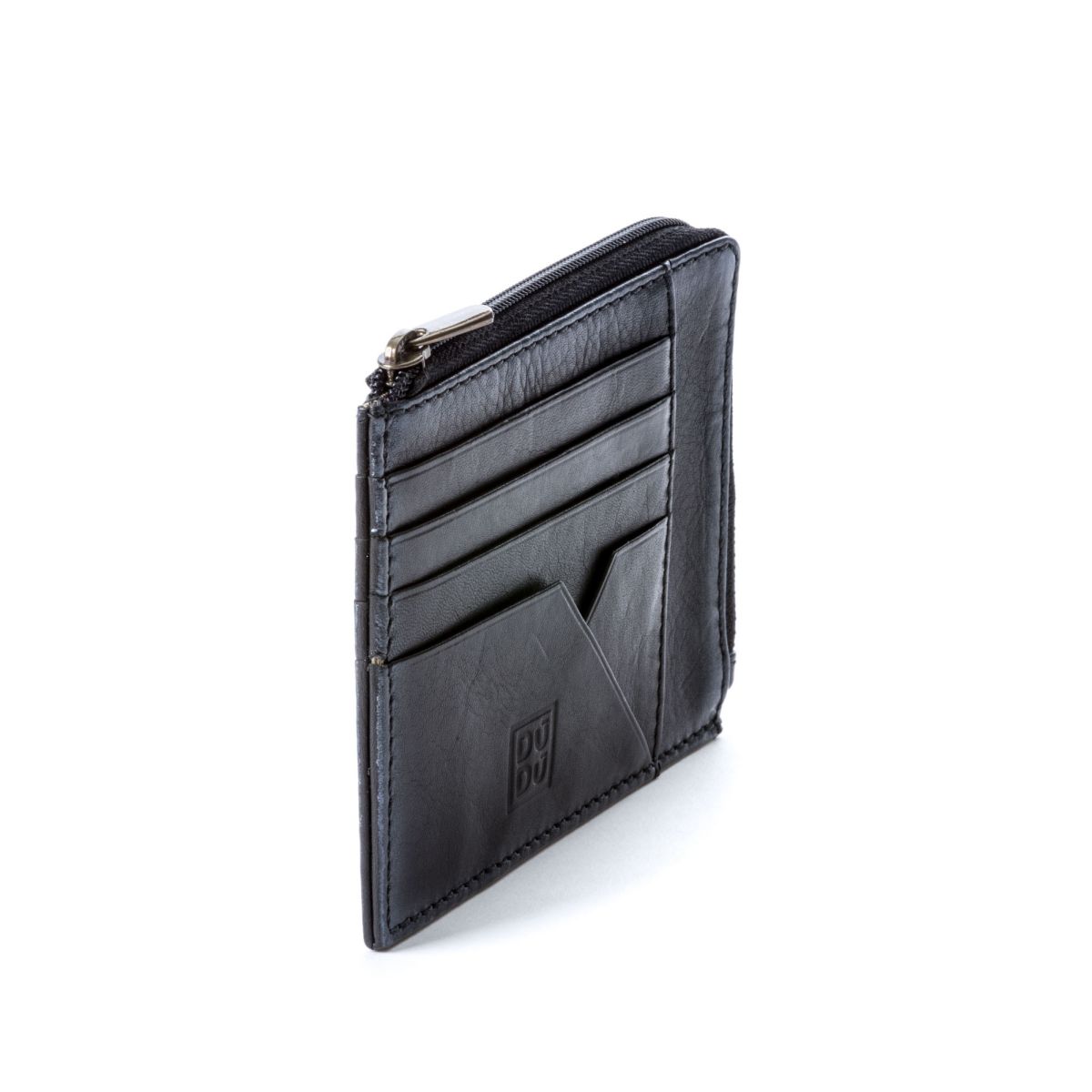 DuDu Flat Leather Wallet - Black