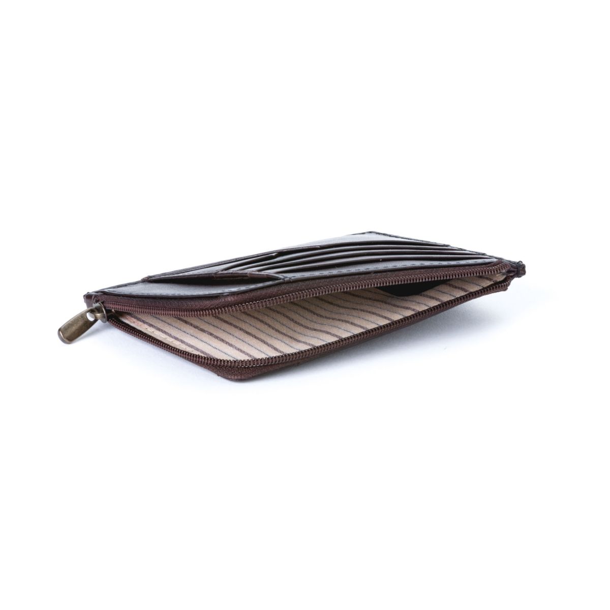 DuDu Flat Leather Wallet - Dark Brown