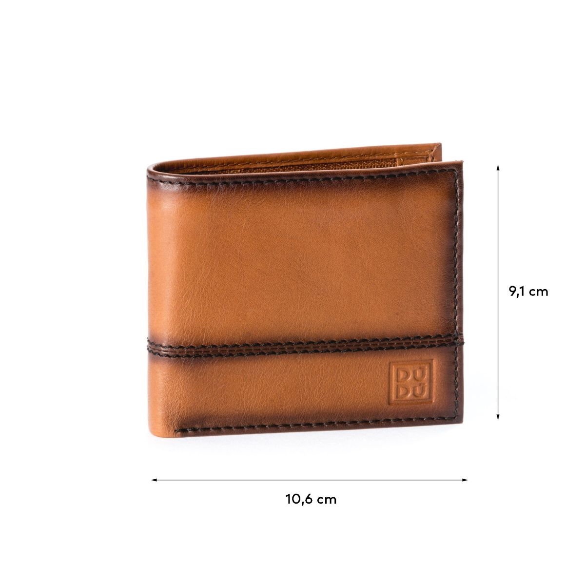 DuDu Unique Leather Wallet With Coin Purse - Light Brown