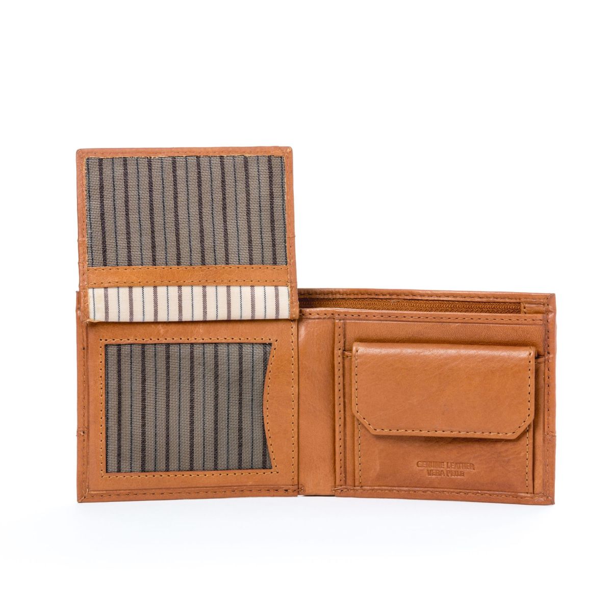 DuDu Unique Leather Wallet With Coin Purse - Light Brown