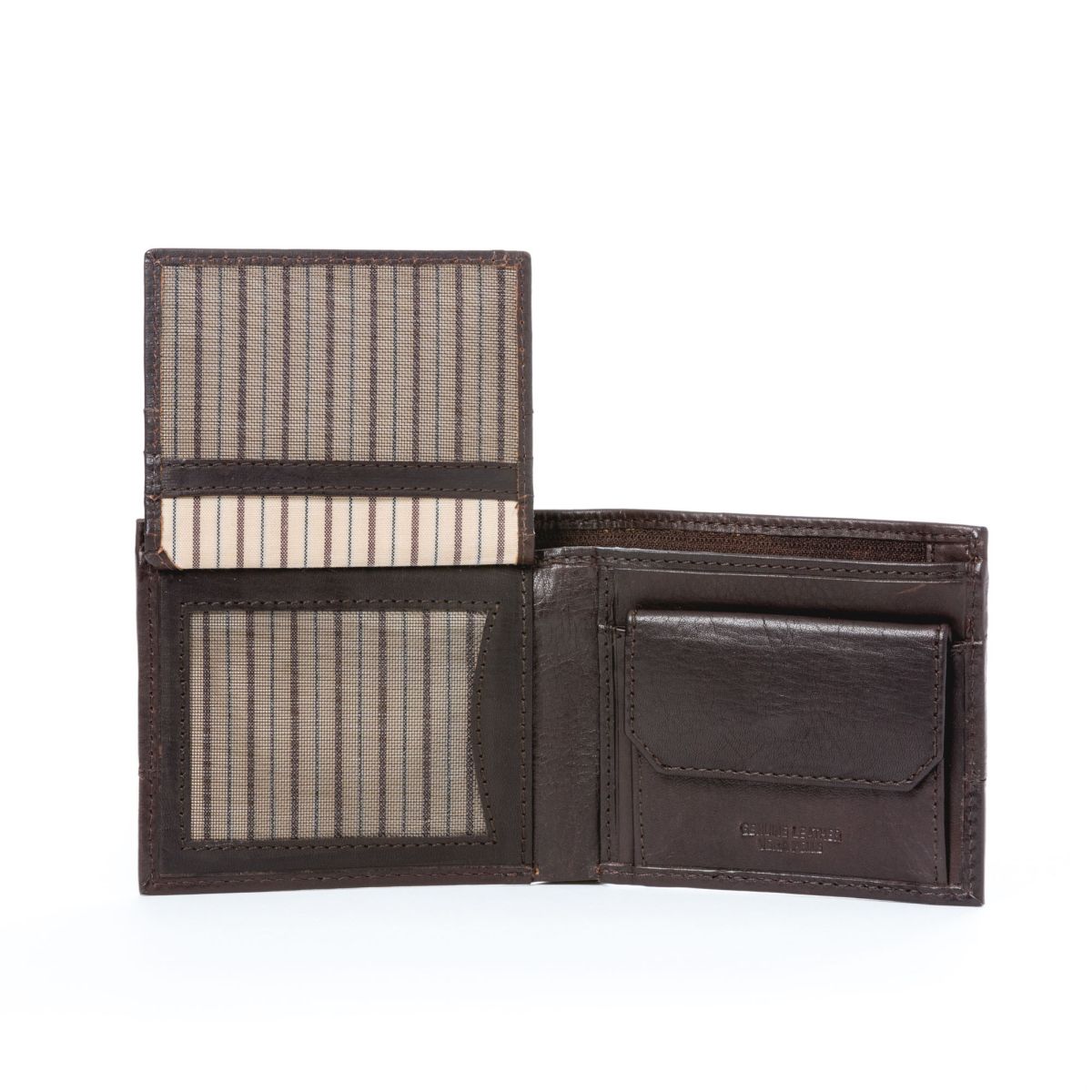 DuDu Unique Leather Wallet With Coin Purse - Dark Brown