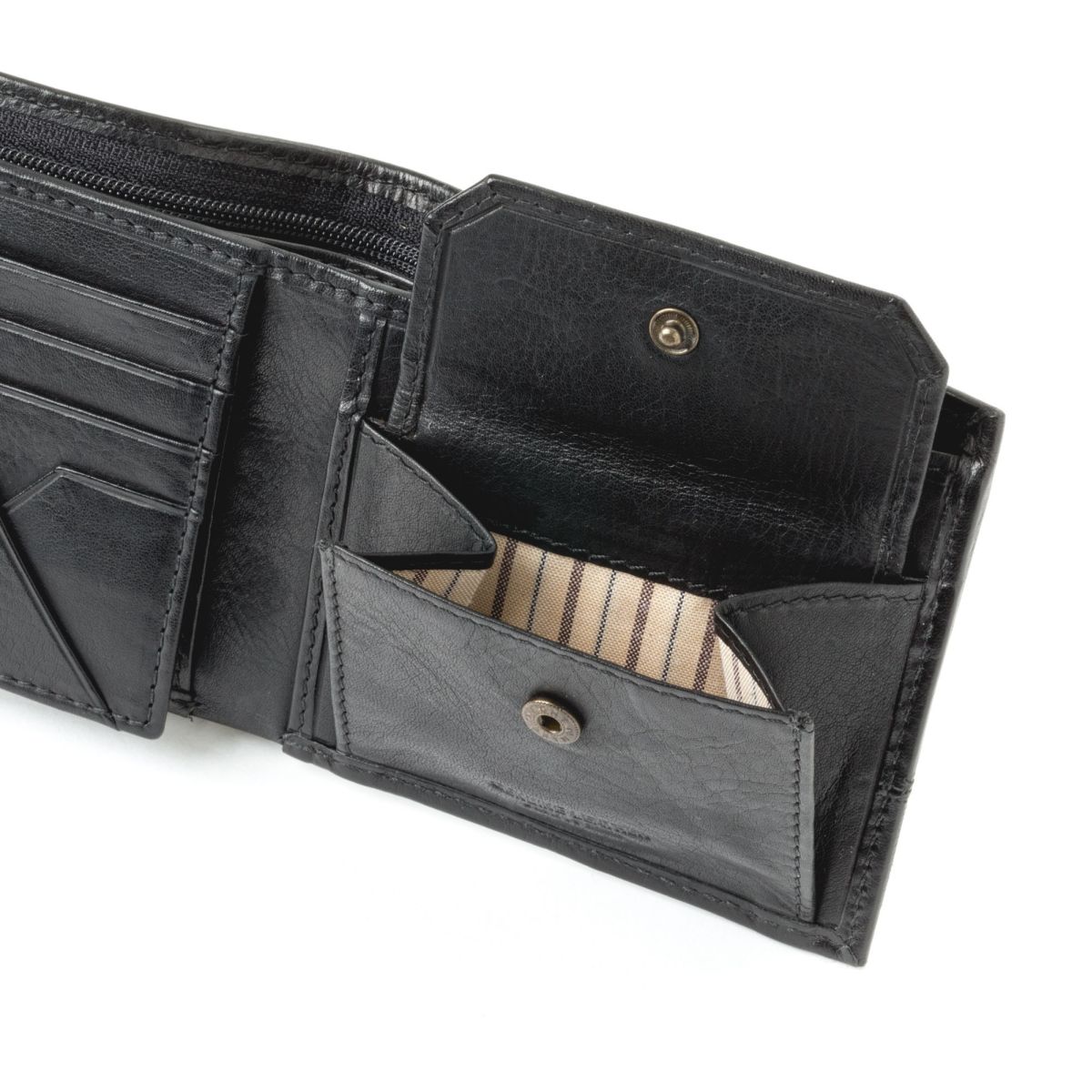 DuDu Unique Leather Wallet With Coin Purse - Black