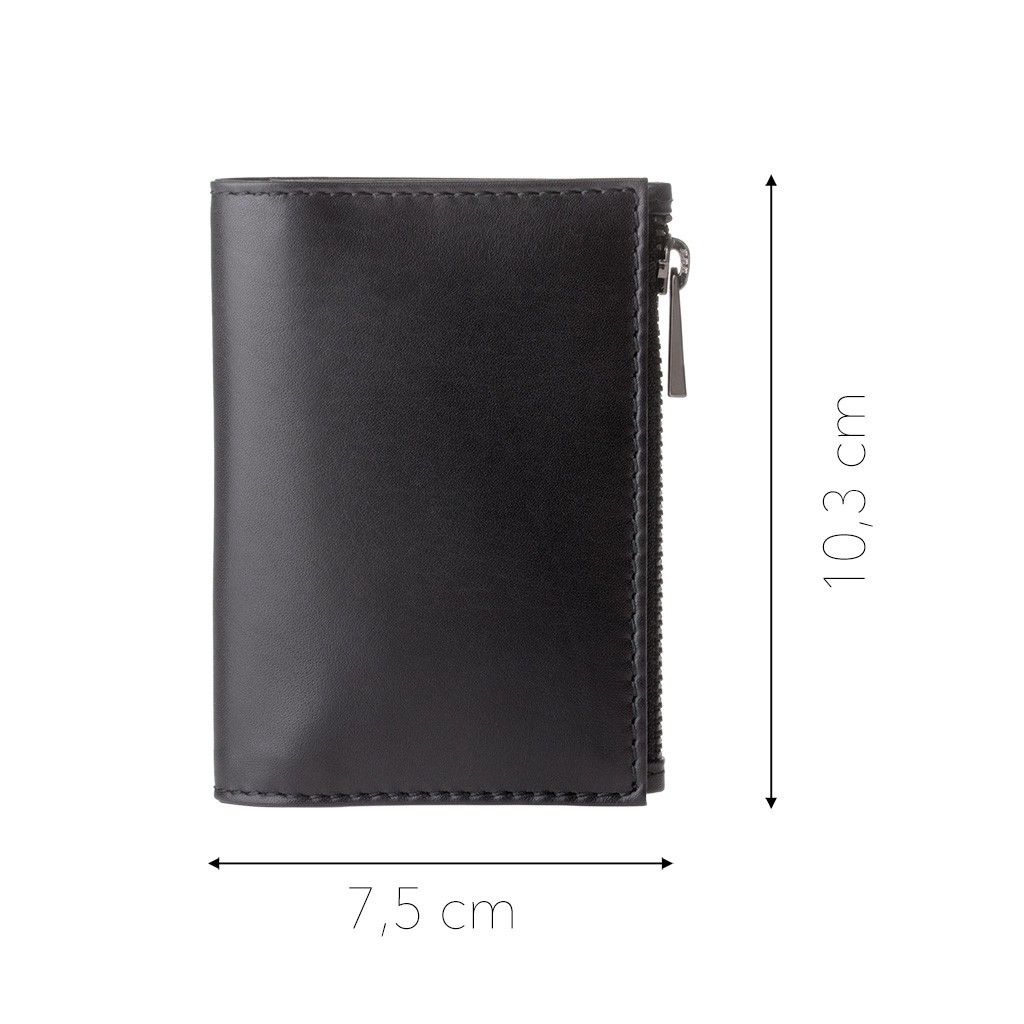 DuDu Zip-It Minimalist Leather Wallet - Black