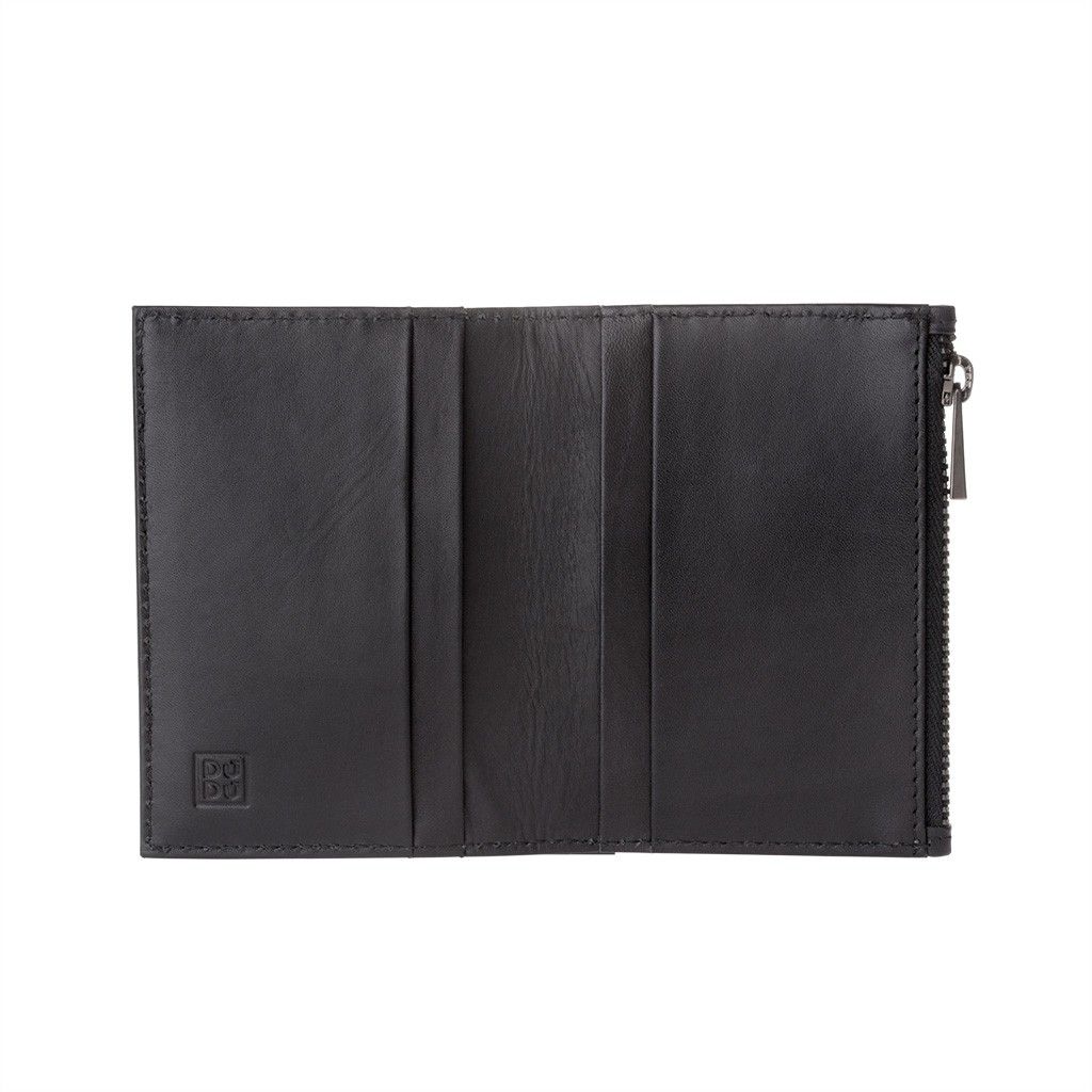 DuDu Zip-It Minimalist Leather Wallet - Black