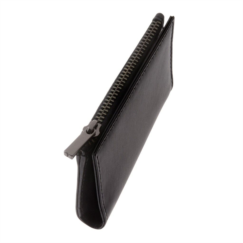 DuDu Zip-It Minimalist Leather Wallet - Black