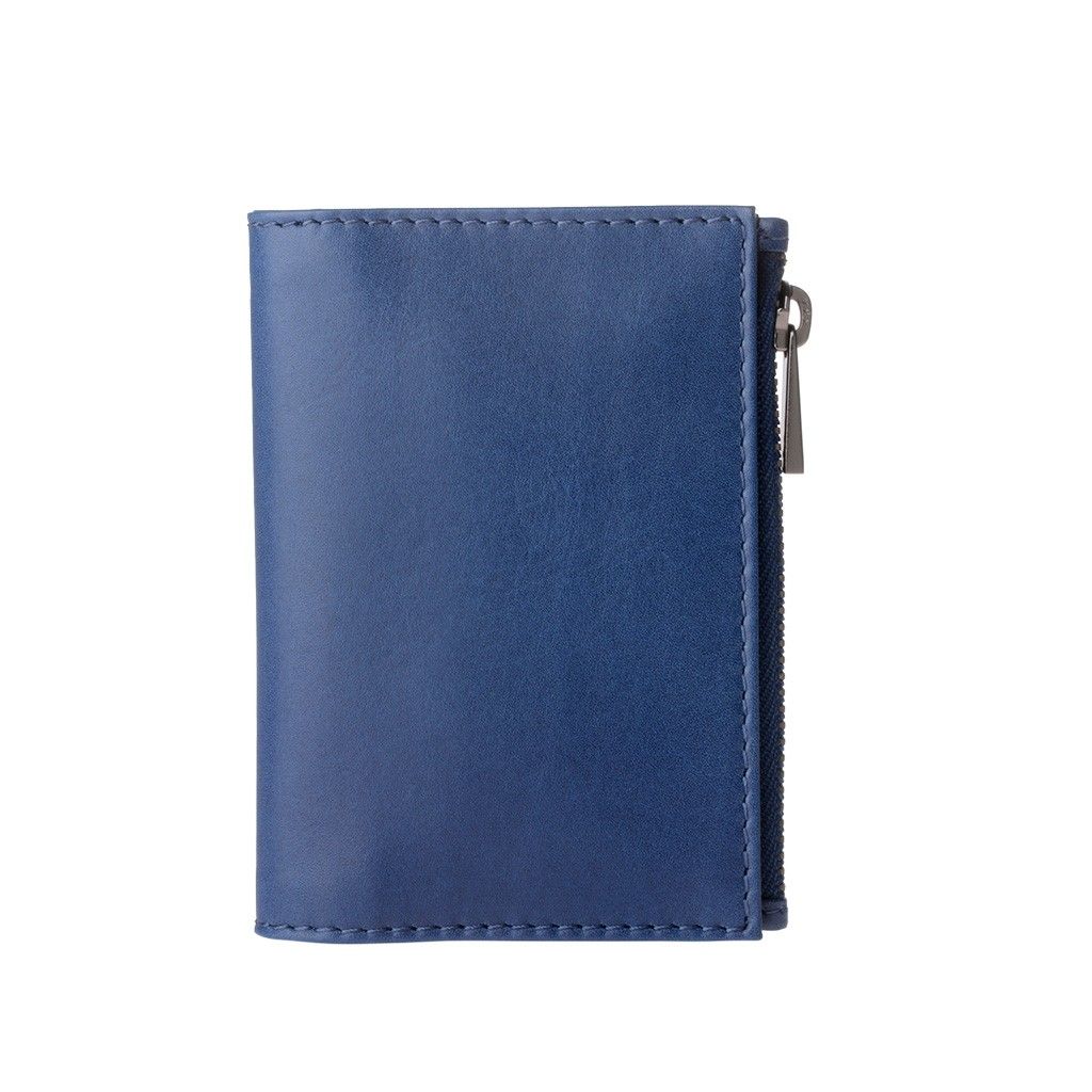 DuDu Zip-It Minimalist Leather Wallet - Blue