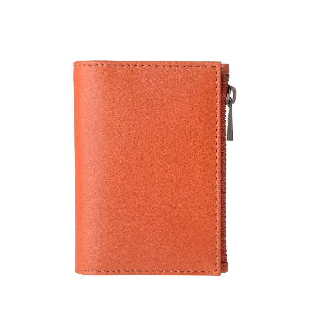 DuDu Zip-It Minimalist Leather Wallet - Orange