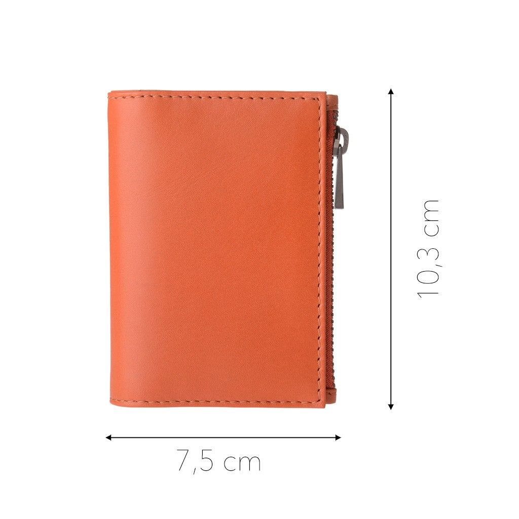 DuDu Zip-It Minimalist Leather Wallet - Orange