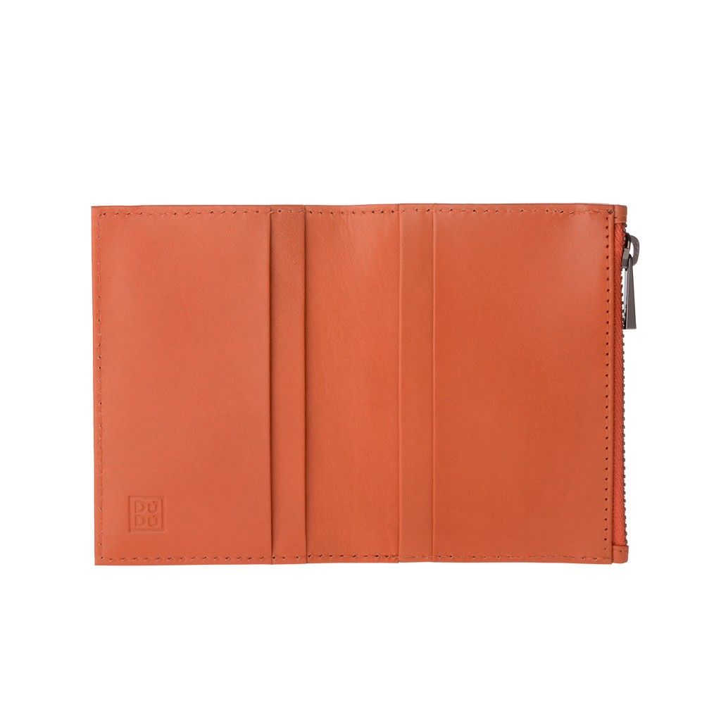 DuDu Zip-It Minimalist Leather Wallet - Orange