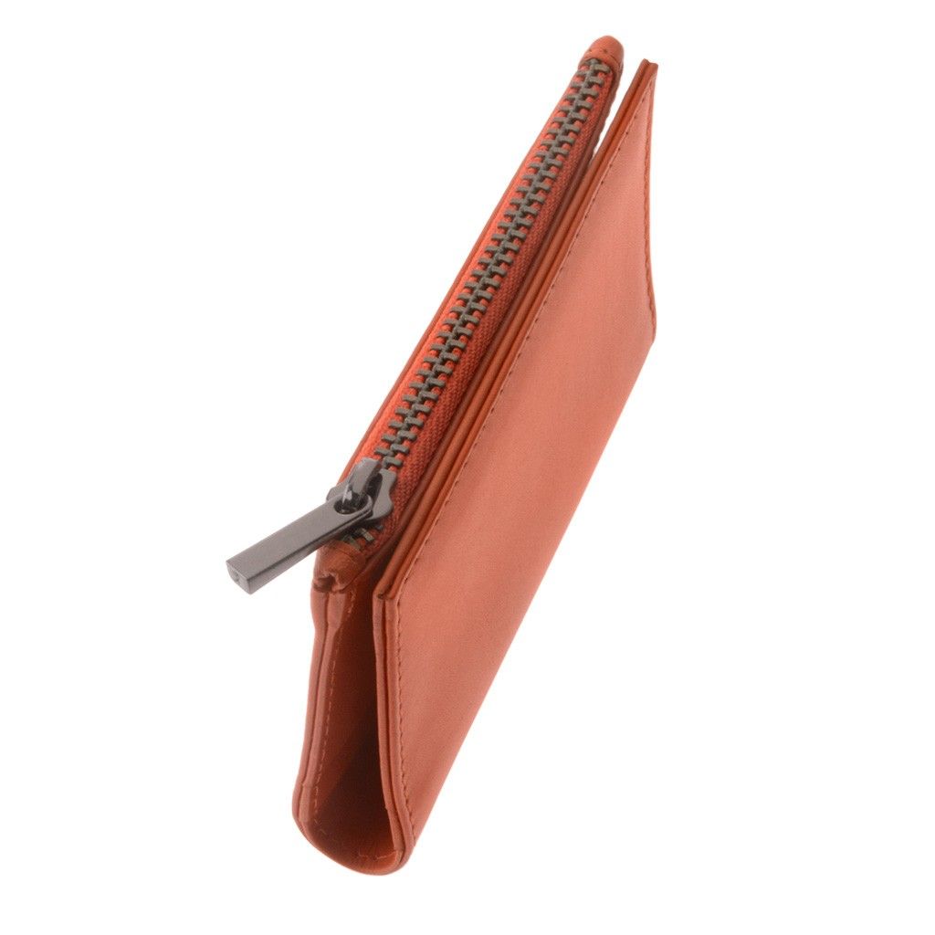 DuDu Zip-It Minimalist Leather Wallet - Orange