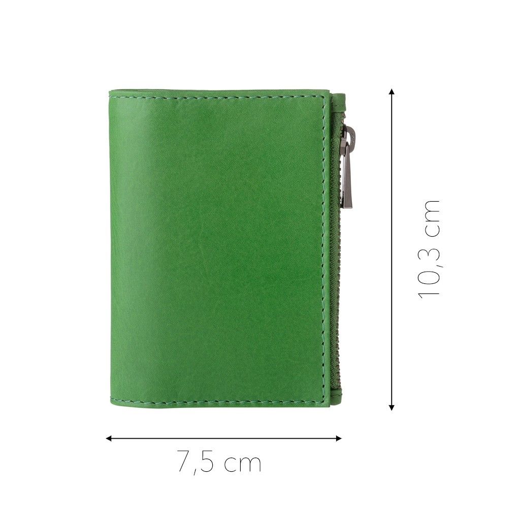 DuDu Zip-It Minimalist Leather Wallet - Green