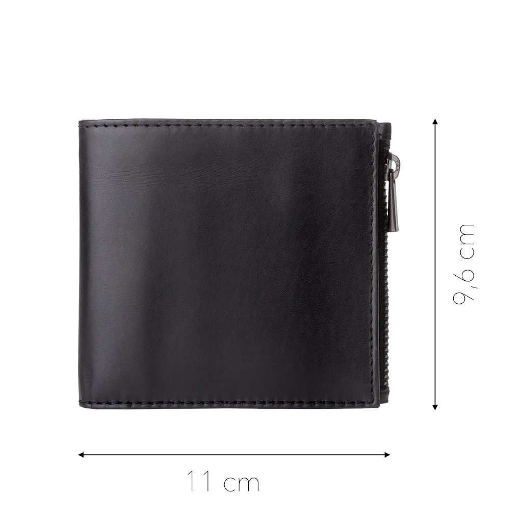 DuDu Zip-It Bi-Fold Leather Wallet - Black