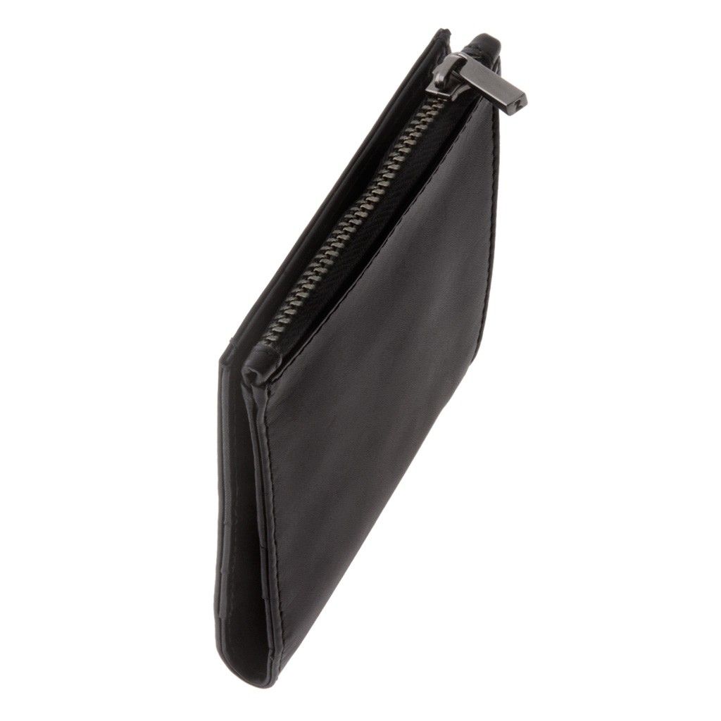 DuDu Zip-It Bi-Fold Leather Wallet - Black