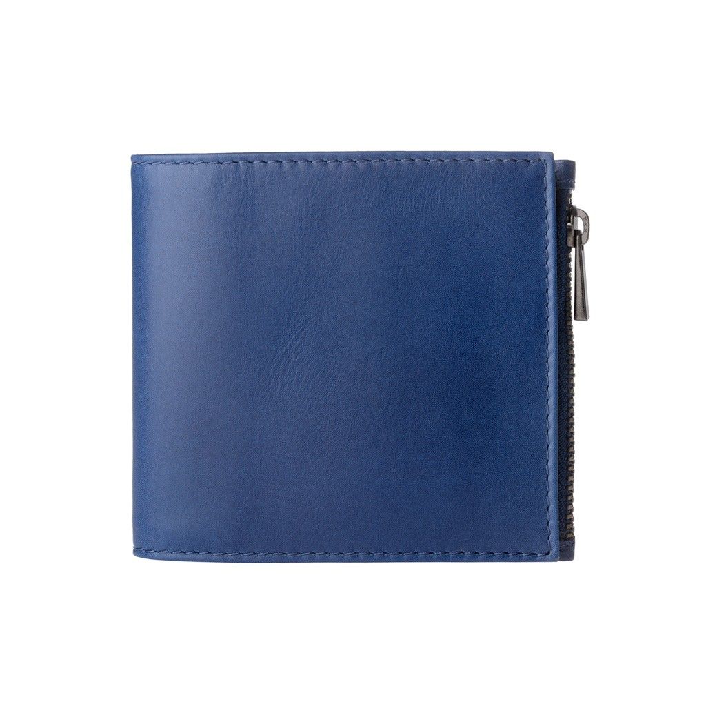 DuDu Zip-It Bi-Fold Leather Wallet - Blue