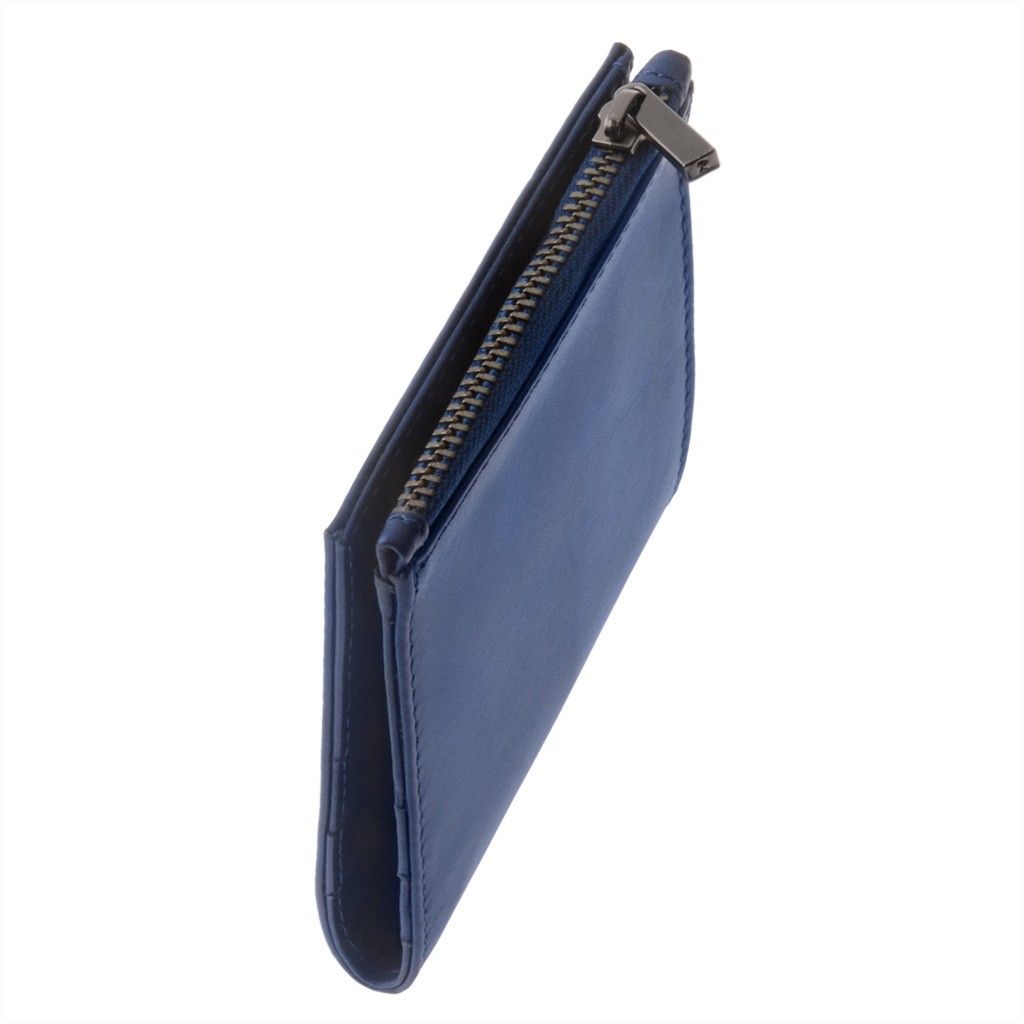 DuDu Zip-It Bi-Fold Leather Wallet - Blue