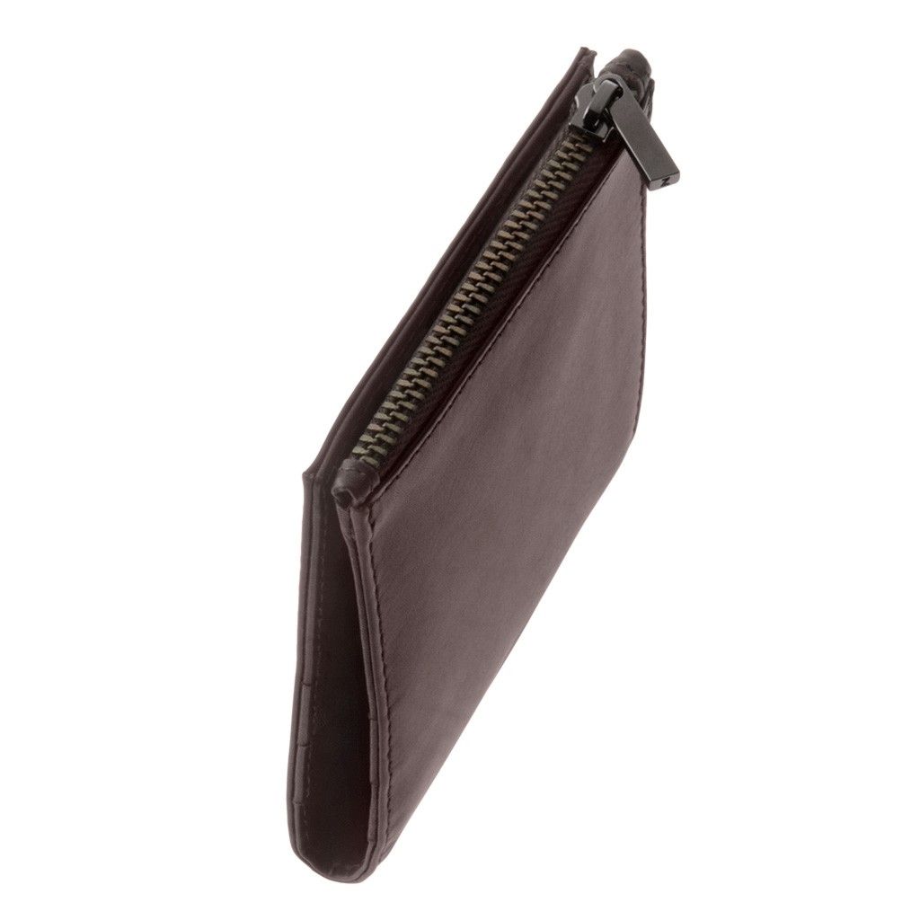 DuDu Zip-It Bi-Fold Leather Wallet - Dark Brown