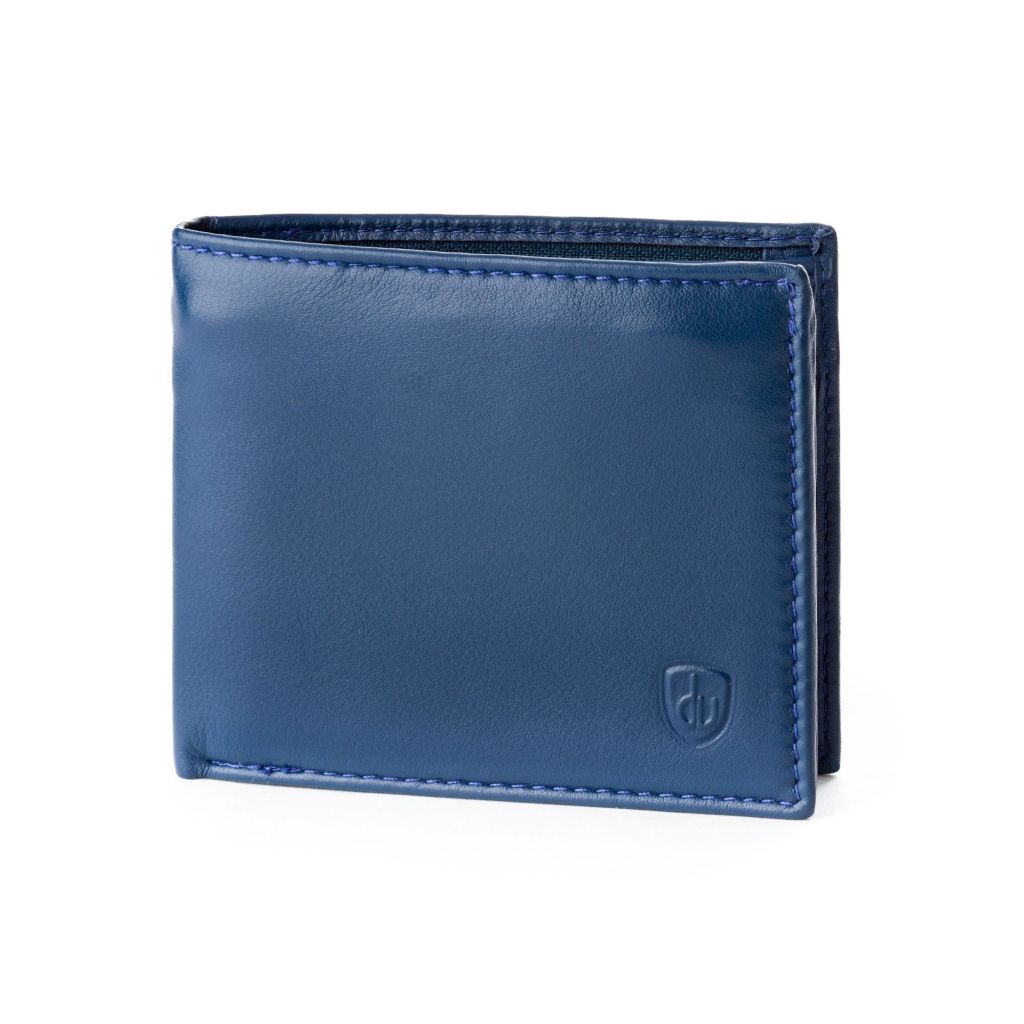 dv Leather wallet with coin purse and inside secret zip compartment - Blue