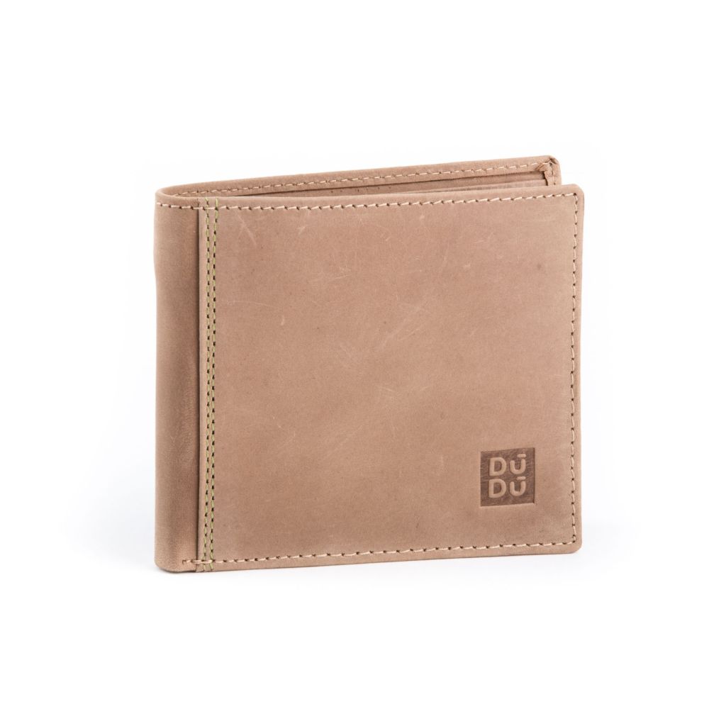 DuDu Mens vintage-Tan leather wallet - Tan
