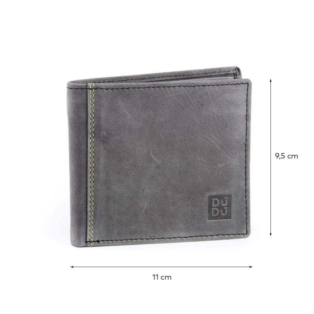 DuDu Mens vintage leather wallet - Black