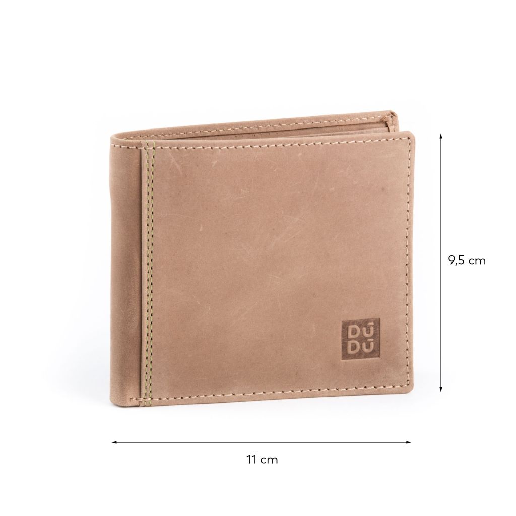 DuDu Mens vintage-Tan leather wallet - Tan