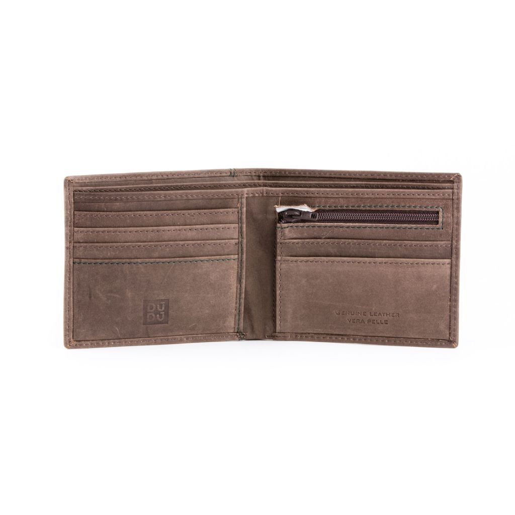DuDu Mens vintage leather wallet - Dark Brown