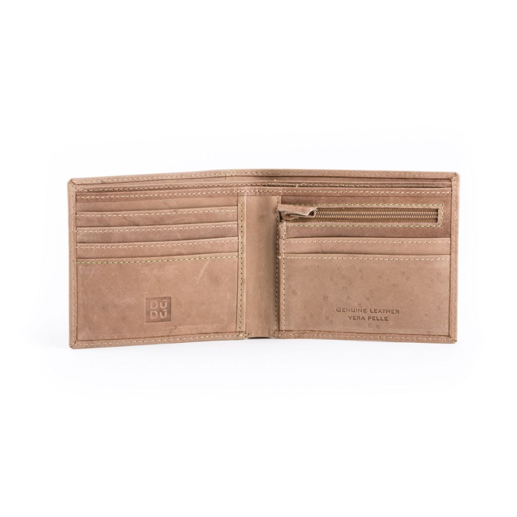 DuDu Mens vintage-Tan leather wallet - Tan