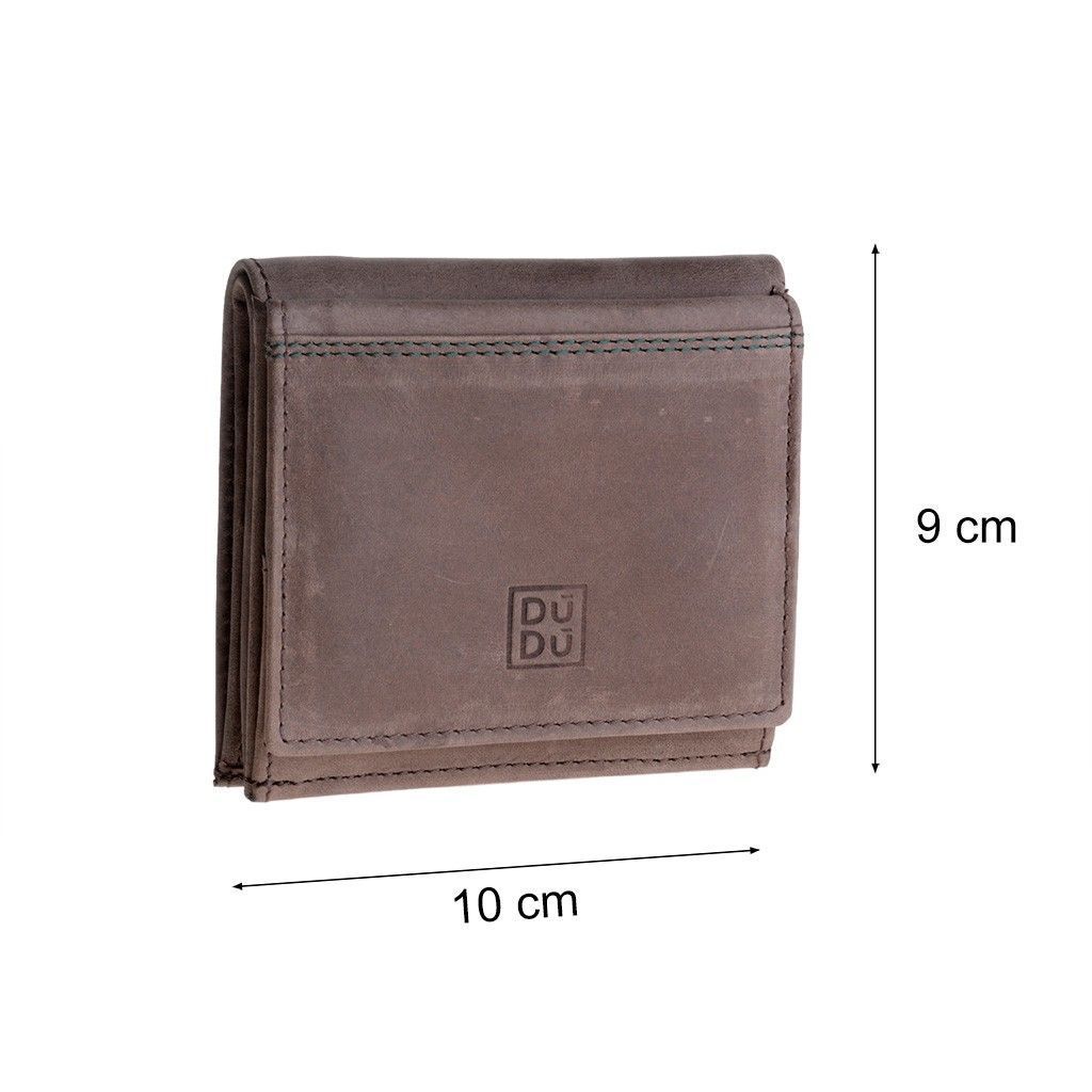 DuDu Small Unique Vintage Leather Wallet  - Dark Brown