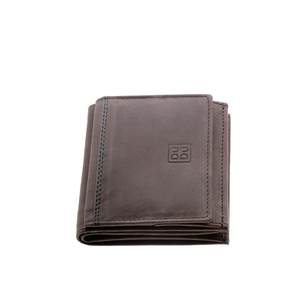 DuDu Small Unique Vintage Leather Wallet  - Dark Brown