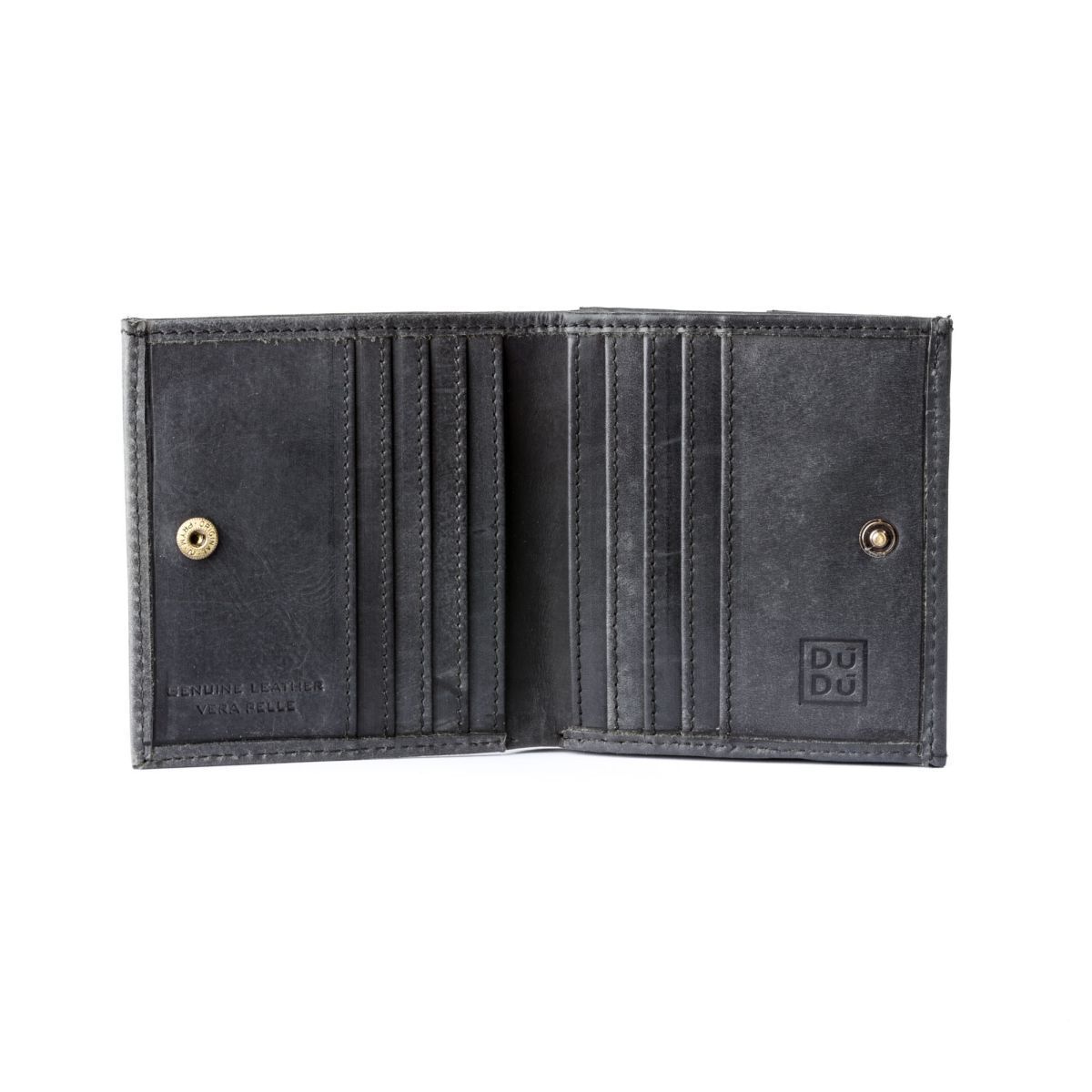 DuDu Small Unique Vintage Leather Wallet  - Black