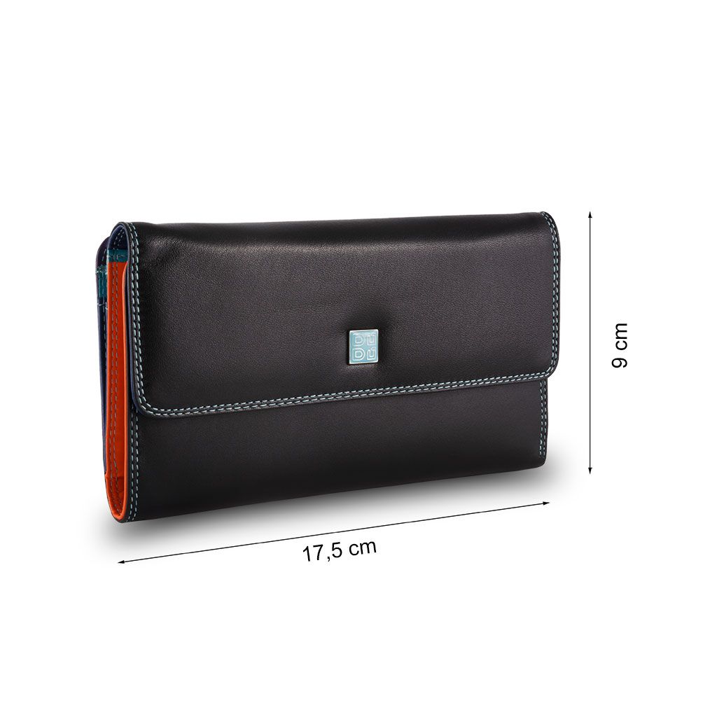 DuDu Ladies leather multi color wallet - Black