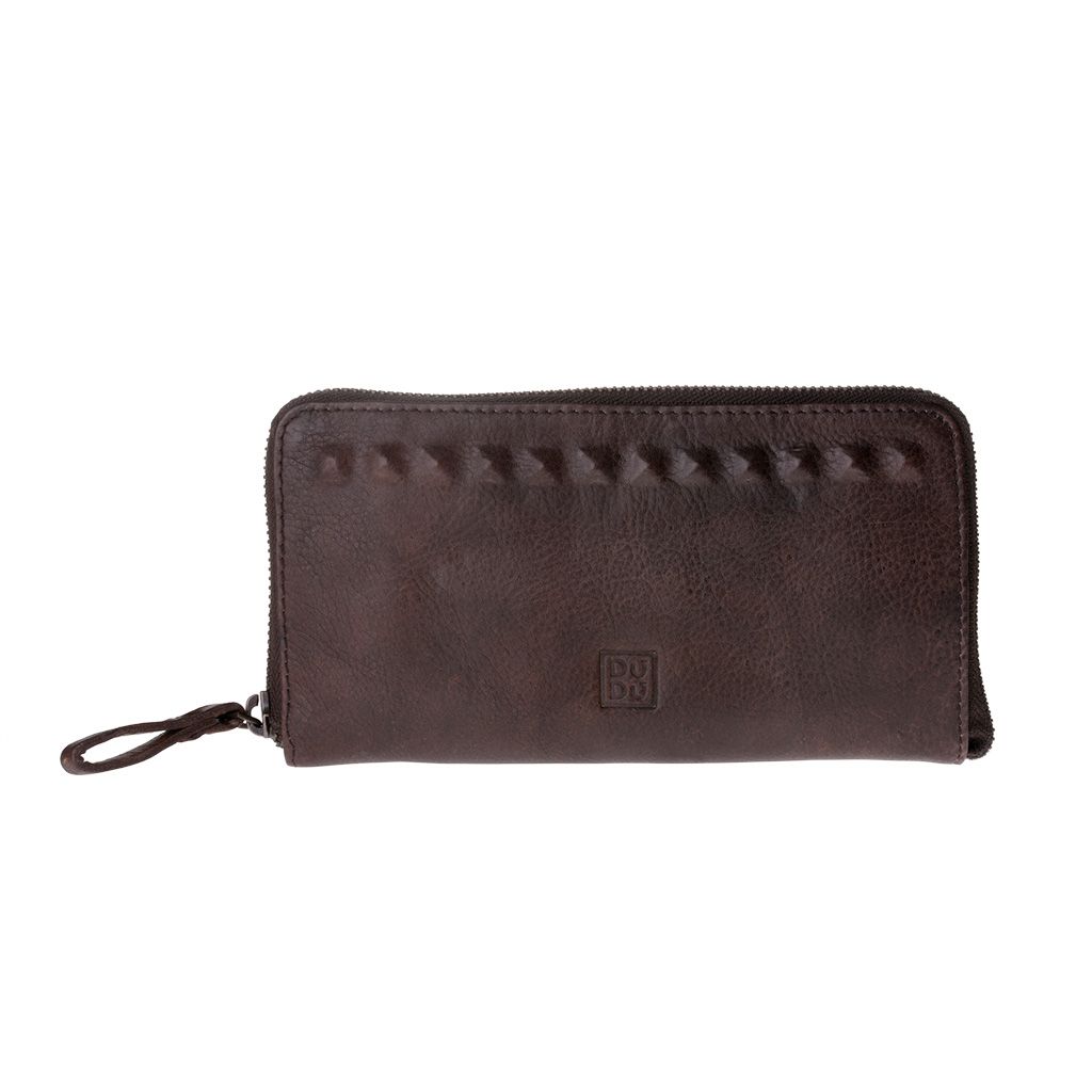 DuDu Ladies handmade premium leather wallet - Dark Brown