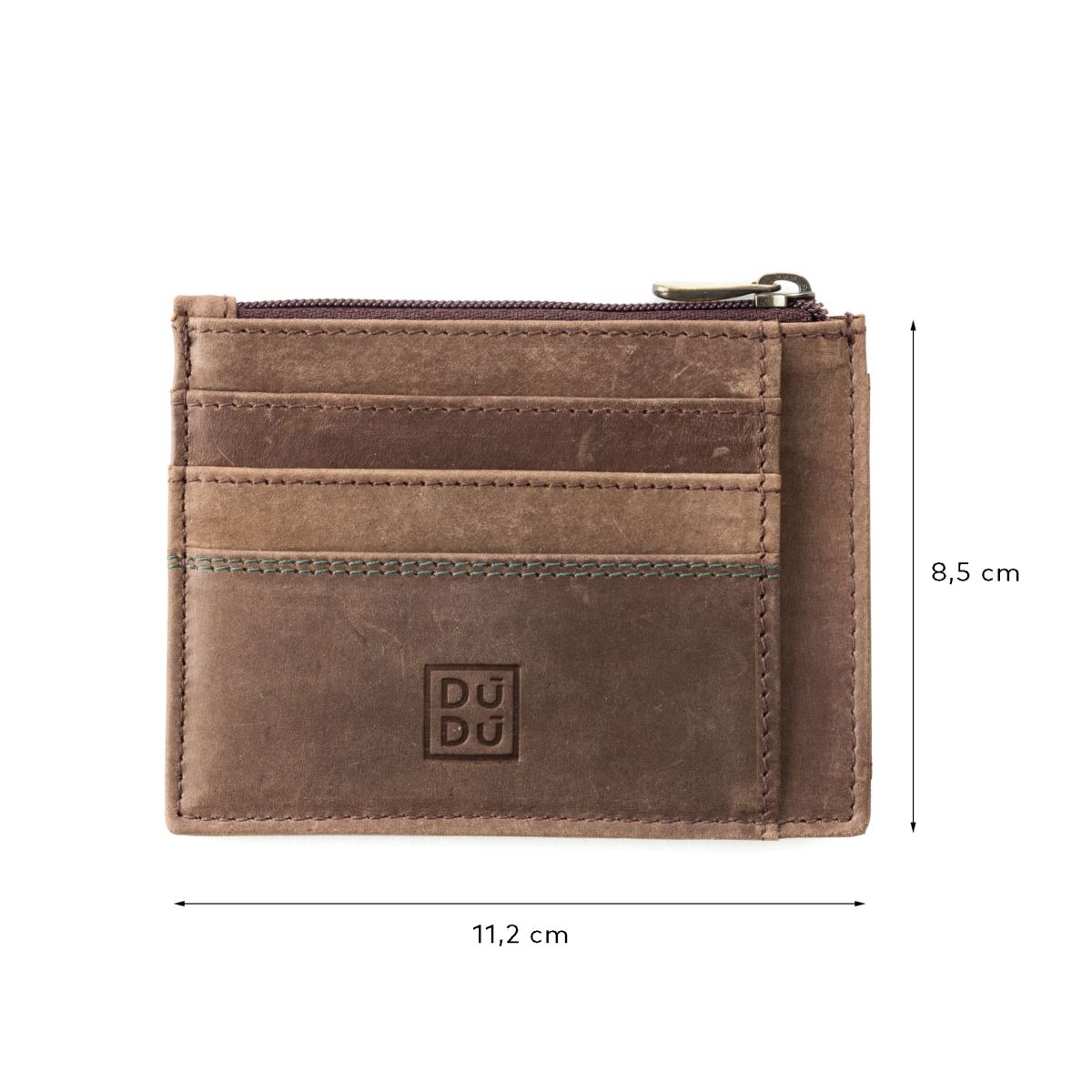 DuDu Slim Leather Credit Card Wallet - Dark Brown
