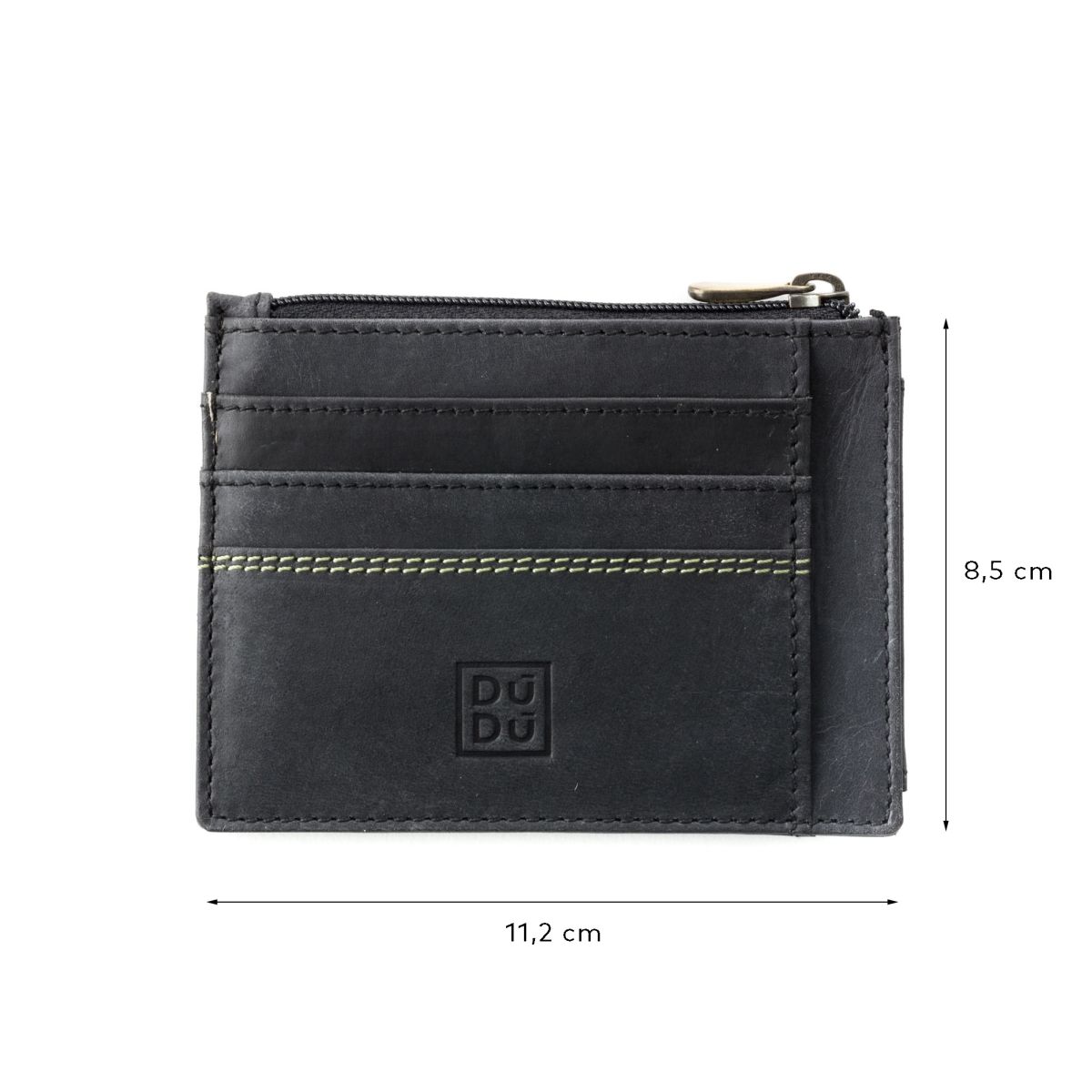 DuDu Slim Leather Credit Card Wallet - Black