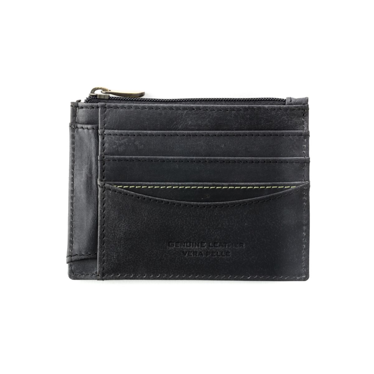 DuDu Slim Leather Credit Card Wallet - Black