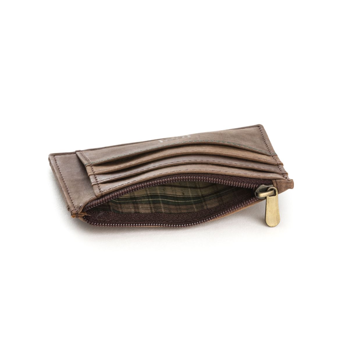 DuDu Slim Leather Credit Card Wallet - Dark Brown