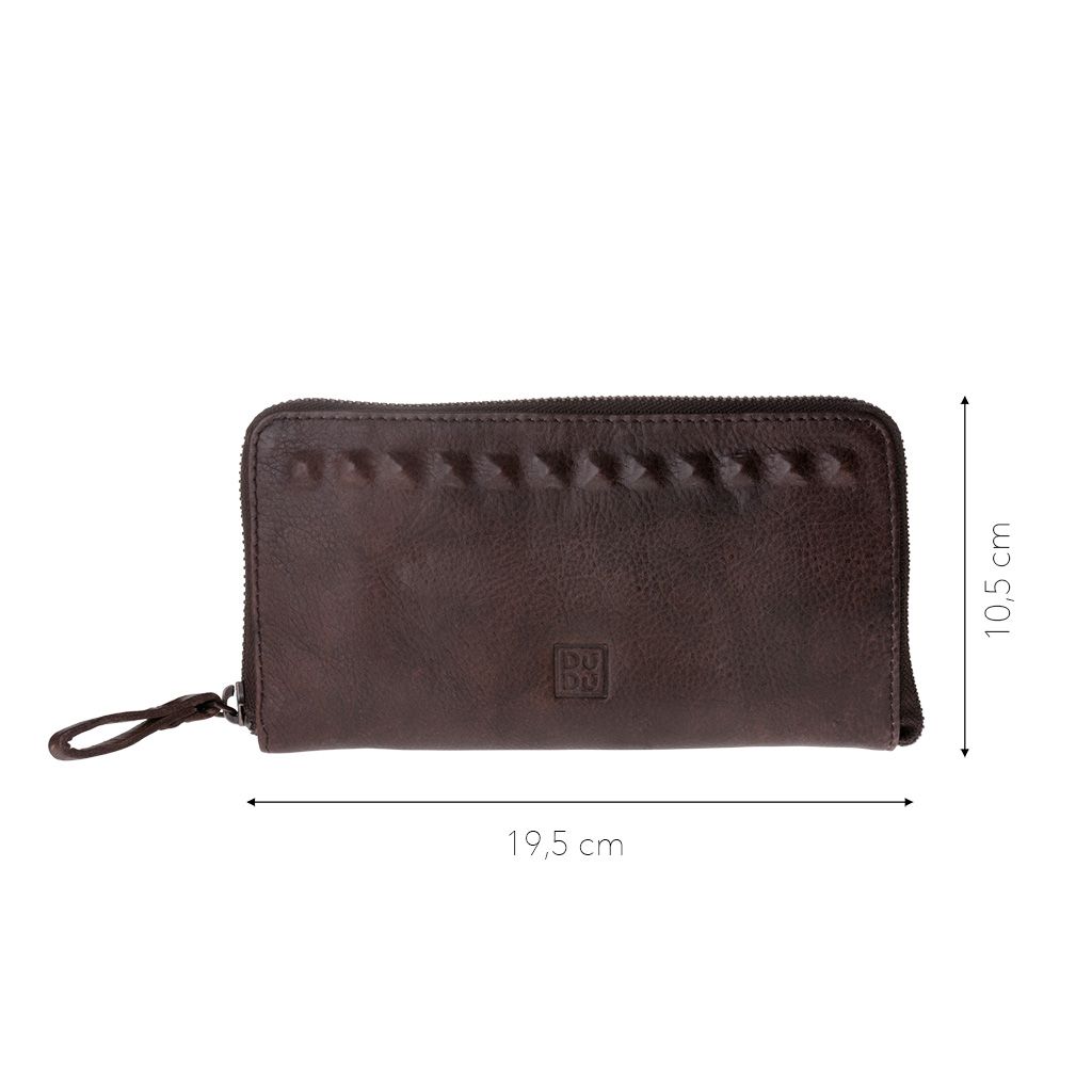DuDu Ladies handmade premium leather wallet - Dark Brown