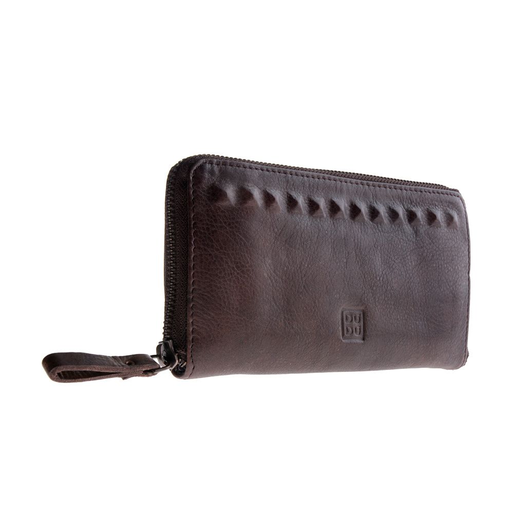 DuDu Ladies handmade premium leather wallet - Dark Brown